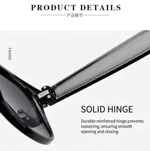 Macro detail of high-quality metal hinge construction on retro black sunglasses frame