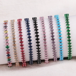 Multi-colored marquise cut cubic zirconia tennis bracelet in a rhythmic column wrap