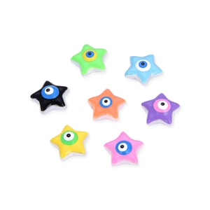 Colorful star-shaped Evil Eye resin beads for DIY jewelry making handmade accessories
