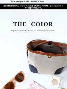 Detail view of 17x8.5cm cow pattern leather eyewear pouch showing size and dimensions