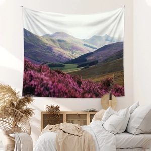 Bohemian purple mountain landscape tapestry wall hanging for bedroom home decor