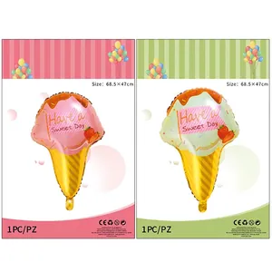 Ice cream cone foil balloons set with Have a Sweet Day print for birthday party decor