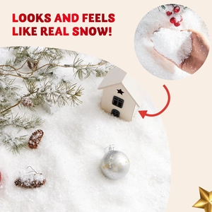 Macro view of realistic artificial snow texture on pine branches for Christmas decor