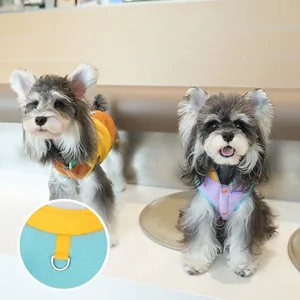Winter thermal fleece pet vest with built-in leash D-ring for small and medium dogs