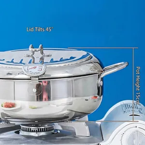 Friteuse Tempura en acier inoxydable 304 avec thermomètre et couvercle sur gazinière