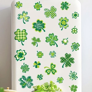 Happy St. Patrick's Day green clover stickers for home window and fridge decoration