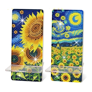 DIY βάσεις τηλεφώνου με σχέδια Van Gogh Ηλιοτρόπια και Έναστρη Νύχτα από διαμάντια