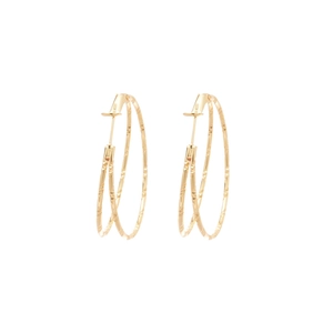 Minimalist double layer bamboo joint gold hoop earrings for women with silver needle