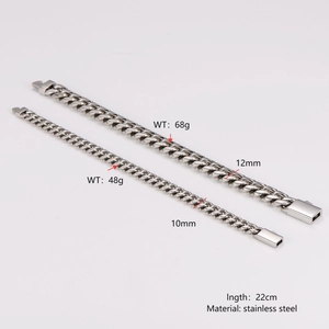 Bracelets gourmette minimalistes en acier inoxydable argenté, largeurs 10mm et 12mm