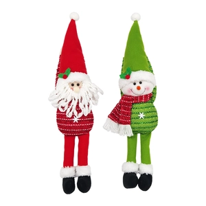 Christmas plush dolls featuring Santa and Snowman for festive curtain decor and ornaments