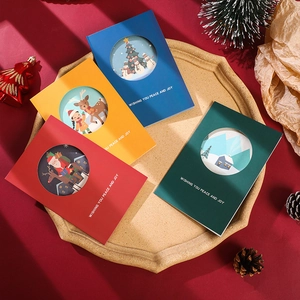 3D Christmas Greeting Cards With Envelopes Hollow Out Santa Claus Reindeer Snowman Illustrations Paper Holiday Greeting Cards