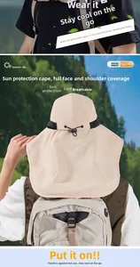 Detail of 11cm wide brim sun hat with neck protection for outdoor hiking and fishing