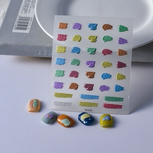 5D Relief Nail Art Stickers Waterproof Oil Painting Brushstroke 3D Self Adhesive DIY Manicure Decorative