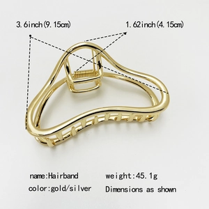 Detailed dimensions of the gold metal hair claw clip with size and weight specs