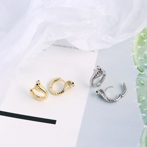 Chic S925 sterling silver cobra snake hoop earrings in gold and silver finishes