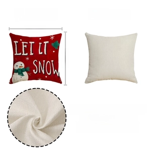 Detail showing 18x18 inch Christmas snowman pillow cover with 100% polyester linen texture