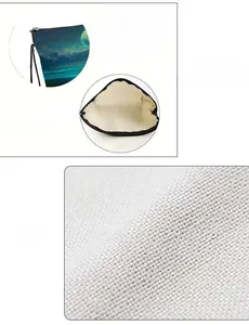 Detailed view of the linen makeup bag showing anti-slip alloy zipper and inner space