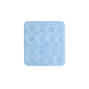 Stampo in silicone blu a 16 cavità con forme di cuore e profumo per gioielli in resina