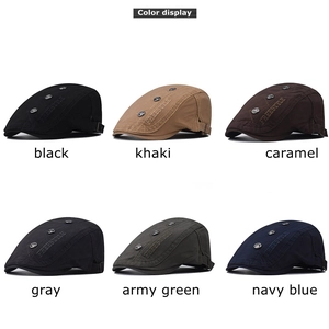 Neutral cotton flat cap with 'FREESTYLE' embroidery and metal decorative buckle details