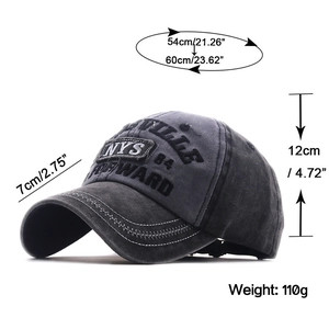 Casquette de baseball gris anthracite délavé avec broderie NYS et boucle en métal réglable
