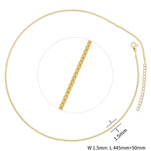 Detailed 1.5mm gold water wave chain with 445mm length and 50mm adjustable extension