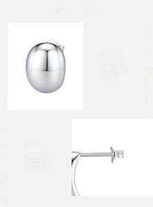Macro view of mirror-polished s925 silver bean studs with skin-friendly butterfly clasps
