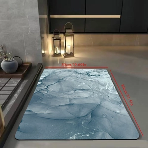 Detail view of 50x80cm blue marble diatom mud bath mat with non-slip texture and fast drying
