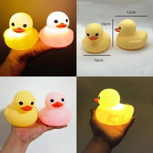 Cute duck night light in yellow and pink silicone, 12cm glowing toy for night markets