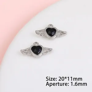 Detail view of heart wings pendants for DIY jewelry making size 20x11mm with 1.6mm hole
