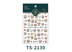 Detailed view of 5D embossed nail art stickers with cute cartoon girl and animal motifs