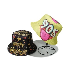 Happy Birthday 90S Bedruckter Anglerhut Polyester Streetwear Hip Hop Sonnenschutz Party Kappe Für Herren Damen