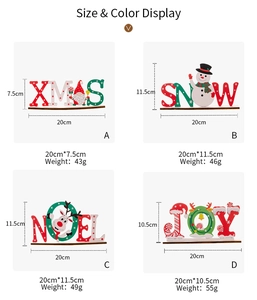 Dettagli delle dimensioni per decorazioni natalizie in legno XMAS SNOW NOEL e JOY