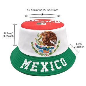 Mexico flag reversible bucket hat with 56-58cm head size dimensions and sun protection