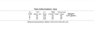 Size chart for vintage solid color waist-tie wool coat showing S, M, L dimensions