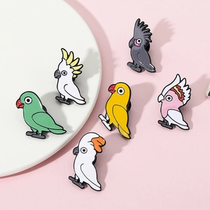 Broche En Émail Perroquet Dessin Animé Épingle Alliage Animal Oiseau Formes Bijoux Colorés Accessoires Pour Vêtement Sac À Dos