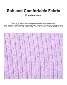 Macro shot of soft purple corduroy fabric with high quality vertical striped texture
