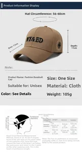 Size chart for baseball cap showing 56-60cm circumference and head measuring guide