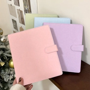Glittery macaron PU leather A5 binder covers with magnetic buckle for photo albums