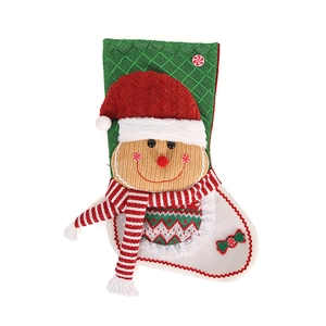 Christmas stocking hanging decor with gingerbread man applique and knit texture