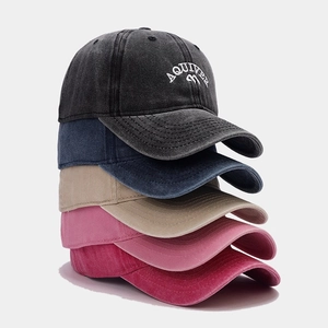 Berretti da baseball vintage in cotone lavato in vari colori con ricamo Aquiver