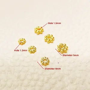 18k gold plated snowflake spacer beads in 4mm and 5mm sizes for DIY jewelry making