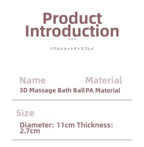 Detaillierte Größenangaben für den 3D-Massage-Badeball mit PA-Materialabmessungen