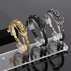 Dragon Bangle Bracelet Titanium Steel Gold Plated Domineering Punk Ethnic Style Men Jewelry Accessory