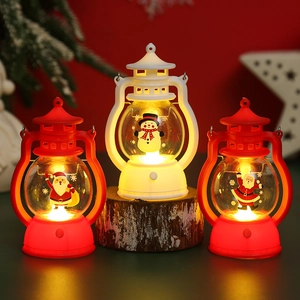 LED Christmas lanterns featuring Santa and Snowman designs for festive holiday decor