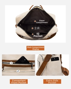 Detail view of the backpack interior showing main compartment and zipper pockets