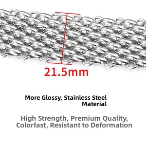 Macro detail of 21.5mm wide stainless steel woven chain strap for DIY jewelry making