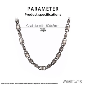 Detailed view of 8mm hexagonal link titanium steel chain with 500mm length specifications