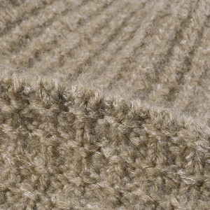 Chunky knit wool beanie in light coffee color with soft and warm fuzzy texture