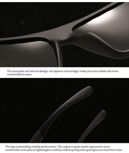 Detail of soft silicone nose pads and ergonomic temples on polarized sunglasses