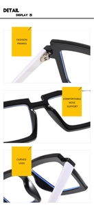 Detail view of TR90 glasses with metal hinges, curved nose pads and bicolored temples